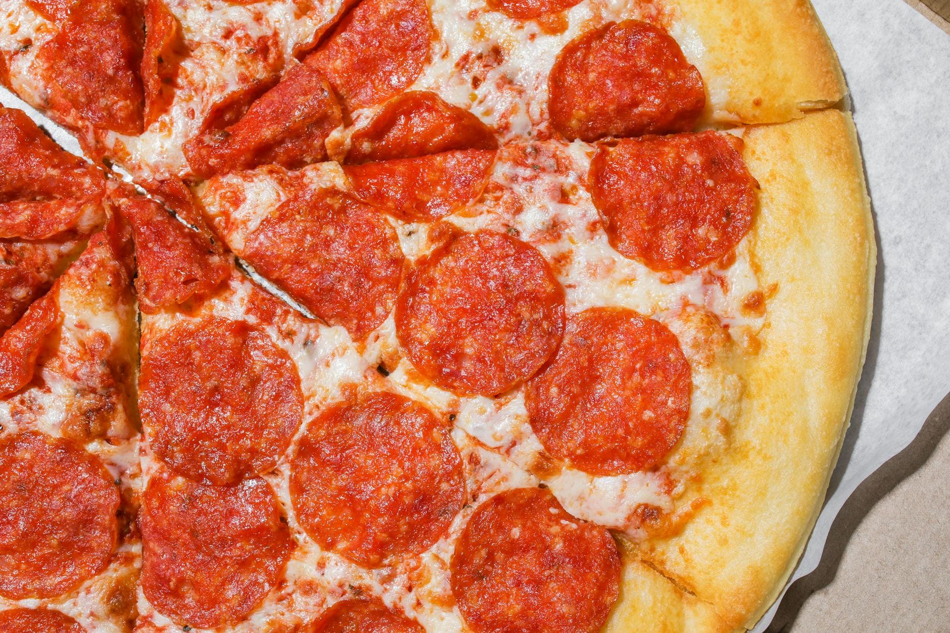 Pepperoni pizza close up